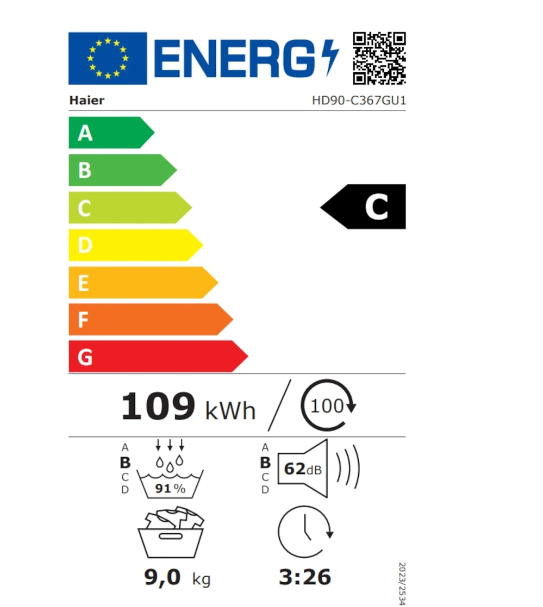 Sèche-linge pompe à chaleur Haier HD90-C367GU1-FR