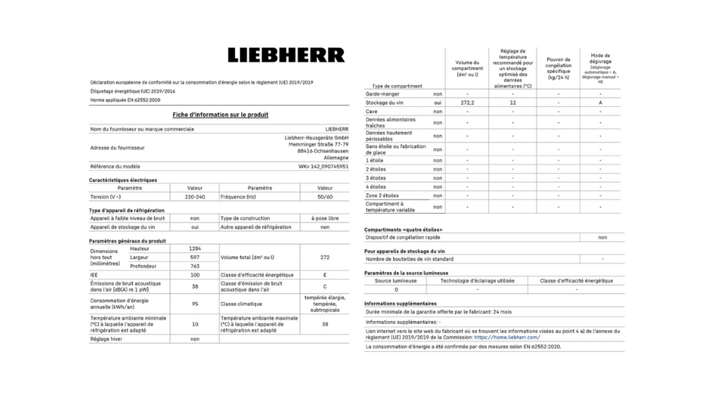 Cave de vieillissement Liebherr WKV142