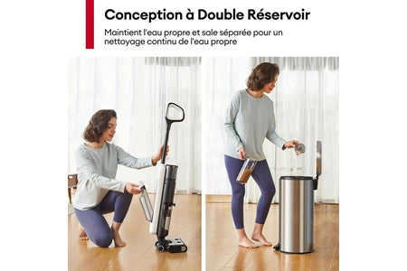 Aspirateur laveur Ultenic AC Élite, Aspirateur Balai Laveur sans Fil, Nouvelle version améliorée, 1.15L Grand Réservoir, Humide et Sec 3 en 1, 50min d'Autonomie, 15Kpa, Écran