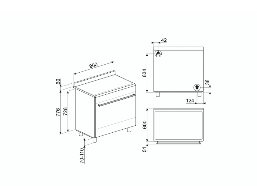 Piano de cuisson Smeg CX90GM