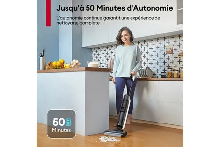 Aspirateur laveur Ultenic AC Élite, Aspirateur Balai Laveur sans Fil, Nouvelle version améliorée, 1.15L Grand Réservoir, Humide et Sec 3 en 1, 50min d'Autonomie, 15Kpa, Écran